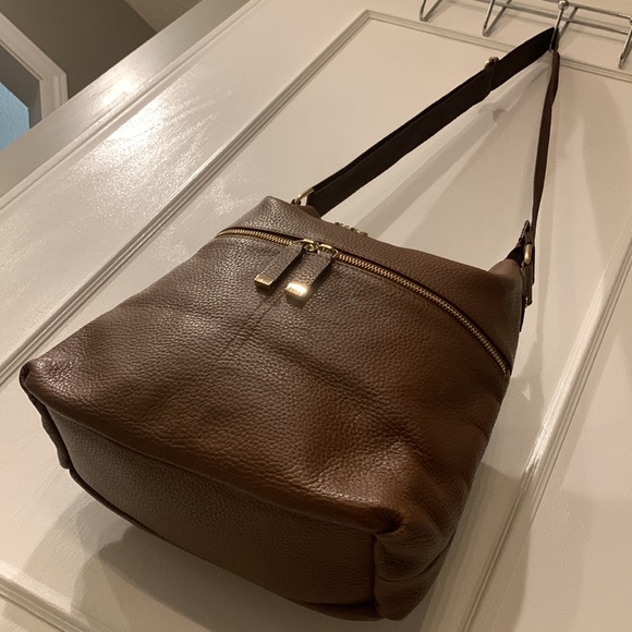 KIKO genuine Pebble brown Leather shoulder crossbody bag adjustable strap - Picture 7 of 16